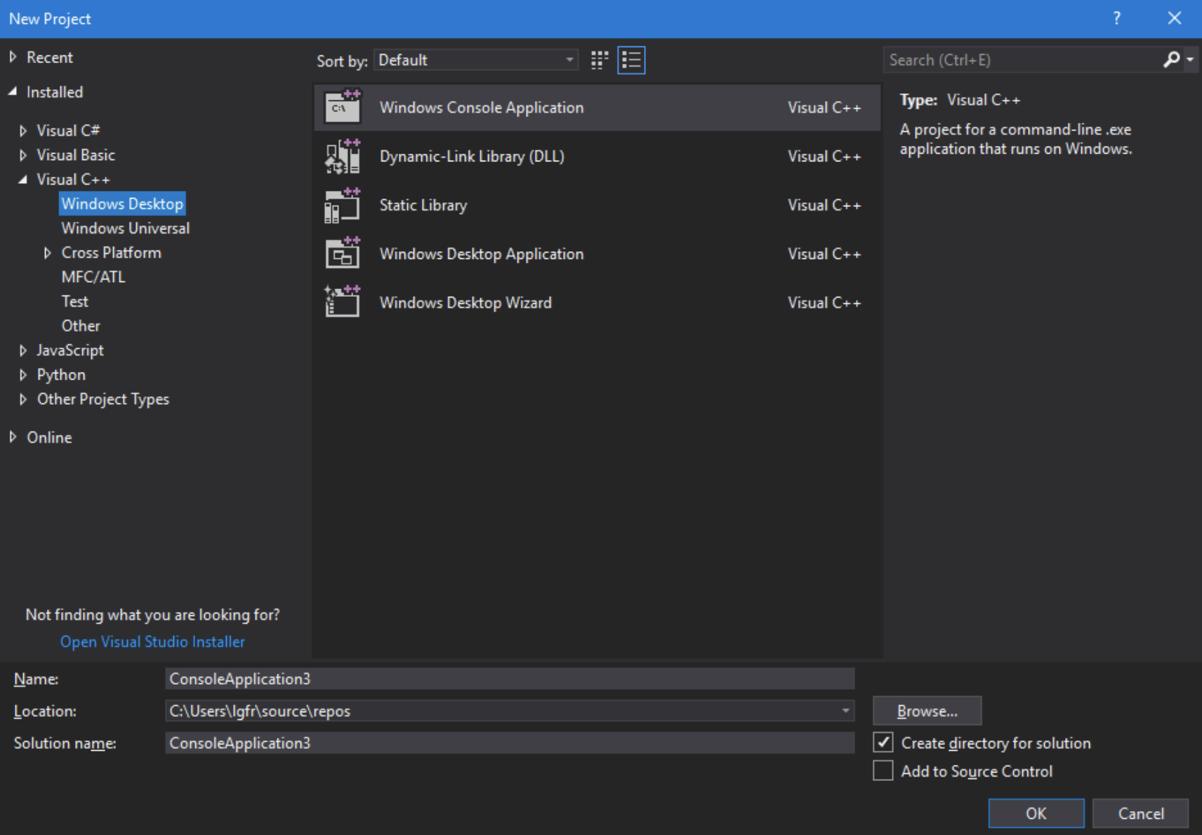 visual studio in c