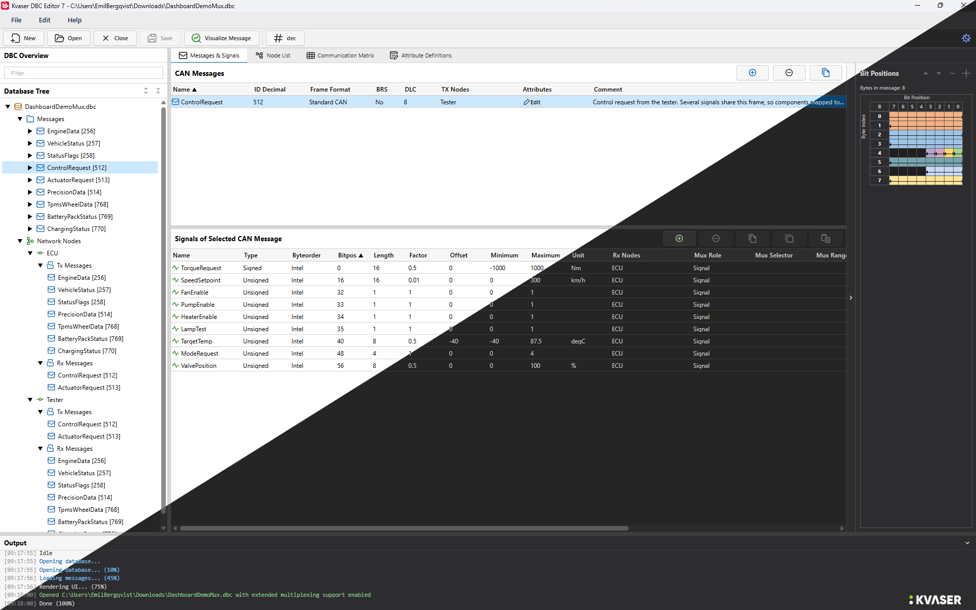 Kvaser DBC Editor 7 Dark mode